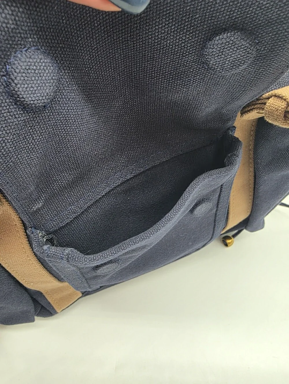 Gerard Darel 18H Canvas Tote Satchel in Blue with Tan Accents